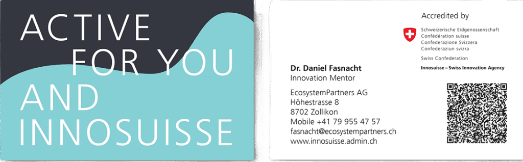 Dr. Daniel Fasnacht Visitenkarte Innosuisse Mentor